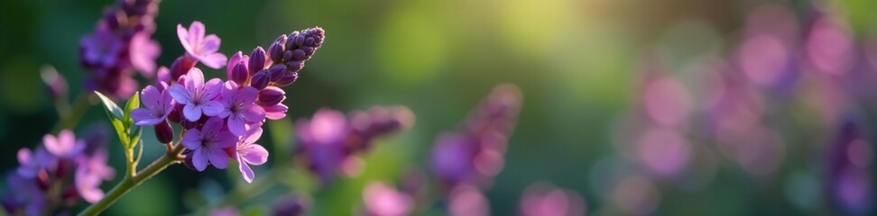 Small purple flowers in clusters on a single stem, colorful, bloom