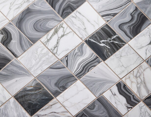 the background features a white marble patterned texture accompanied by abstract natural marble designs from thailand in black white and gray hues