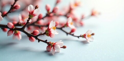 Branches with water droplets on white surface, branches, surface