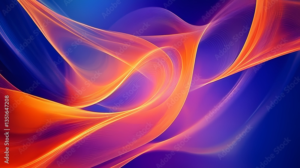 Poster abstract flowing lines in orange and blue creating a dynamic effect