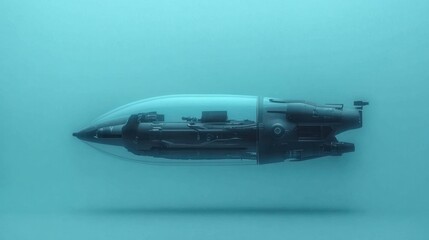 Futuristic submarine design, sleek and transparent body, underwater setting