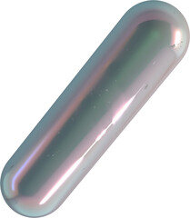 Glossy capsule with reflective surface in pink and green. Smooth rounded form ideal for digital design, futuristic artwork, and modern 3D visual compositions