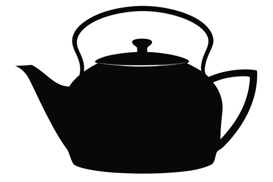 recommend clip art: A black and white silhouette  of a kettle, tea pot, boiling kettle silhouette illustration