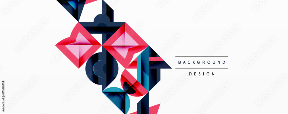 Poster Minimal geometric abstract background. Circle square and triangle design