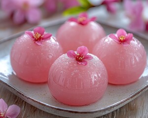 Sakura Mochi: Delicate Pink Japanese Rice Cakes with Cherry Blossoms