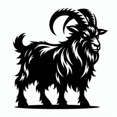 Fototapeta premium Vector illustration of a black silhouette goat