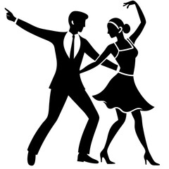 Black silhouette of a dancing couple