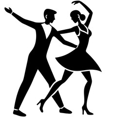 Black silhouette of a dancing couple