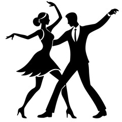 Black silhouette of a dancing couple