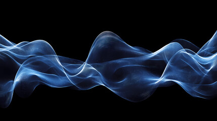 Flowing blue waves on a black background creating a dynamic effect