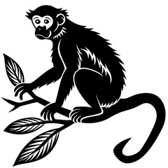 Silhouette vector illustration of a monkey