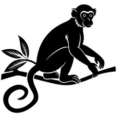 Silhouette vector illustration of a monkey
