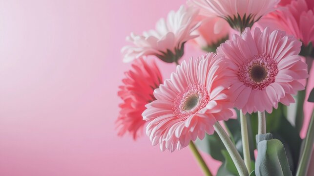 Get Well Soon card in flower bouquet on pink background