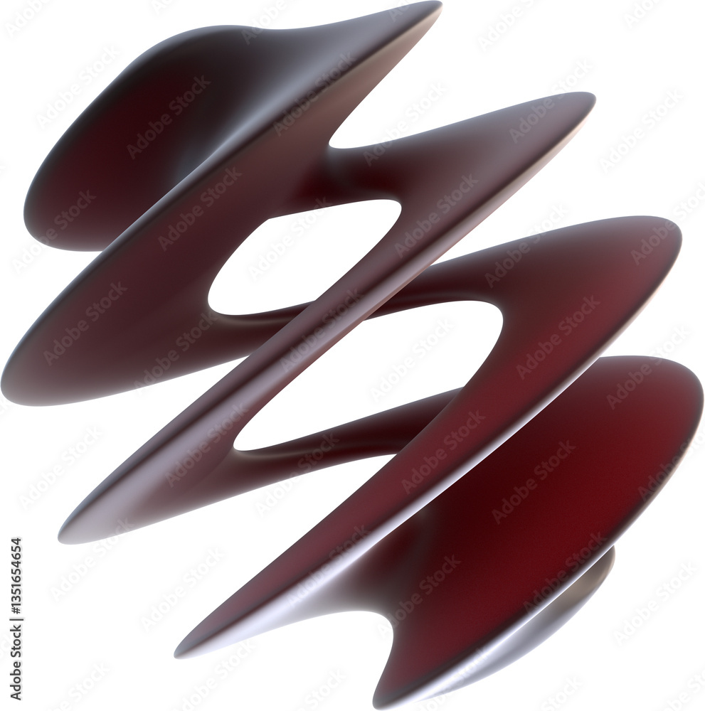 Poster abstract spiral sculpture metallic maroon twisting smoothly dynamic futuristic object contemporary t