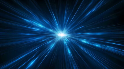 Glowing blue center emitting light rays with a sense of speed