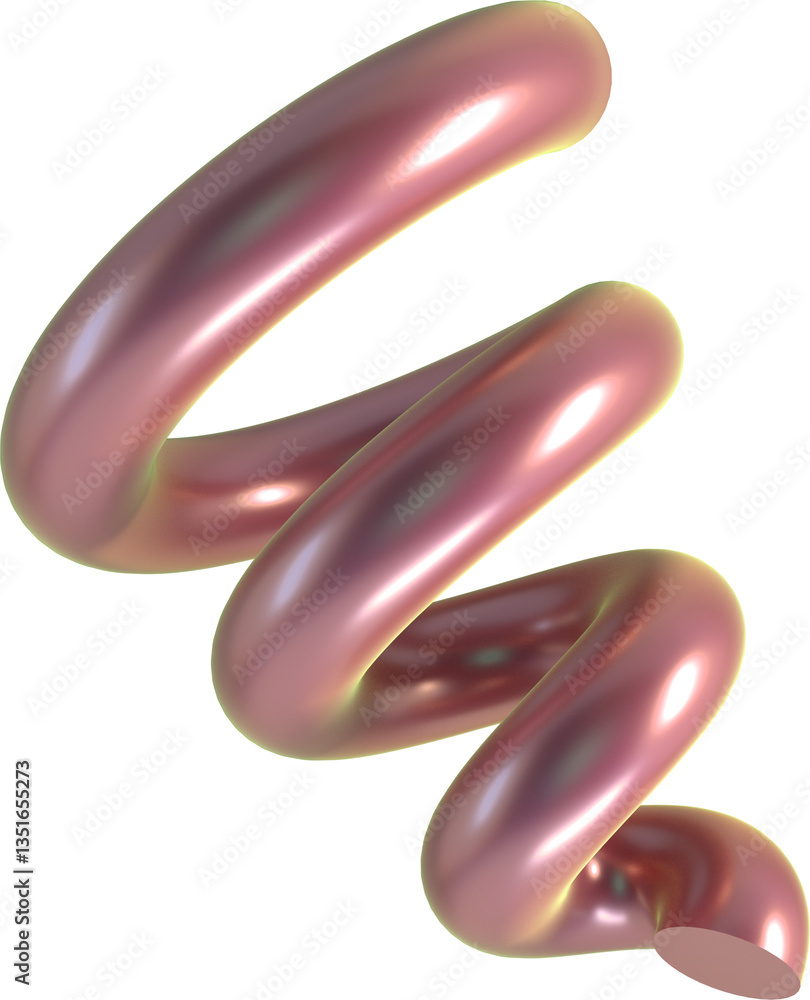 Poster glossy spiral coil metallic pink abstract three-dimensional smooth reflective futuristic elegant for