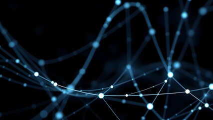 Obraz premium Data technology background. Abstract background. Connecting dots and lines on dark background. 3D rendering. 4k