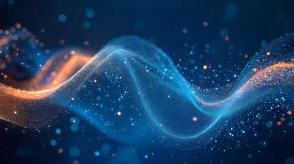 Intertwining blue and purple waves with light spots