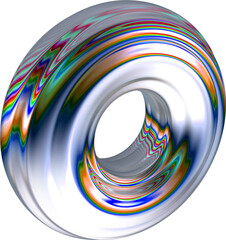 Shiny reflective fluid abstract shape showing vibrant rainbow colors distorted dynamically creating a modern futuristic wave form ideal for creative artistic digital applications backgrounds