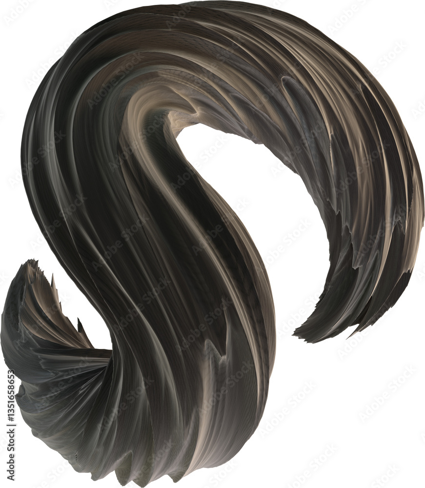 Poster sophisticated abstract form showcasing dark charcoal tones smoothly swirling into graceful flowing c