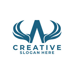 Letter W wings logo design vector template