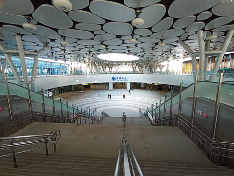 Kaohsiung, Taiwan - March 21, 2025: The brand new station in Kaohsiung City is an underground railway station for Taiwan Railways and Kaohsiung MRT. 