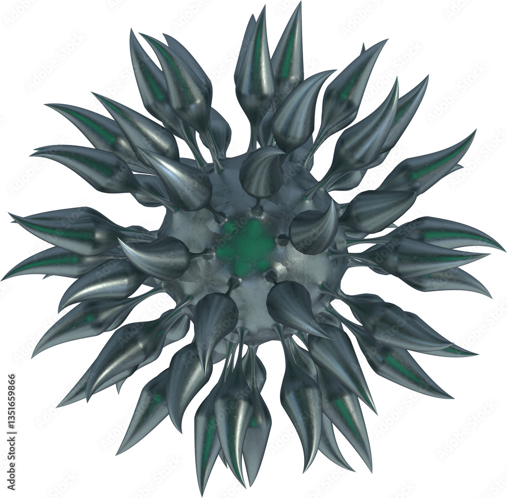 Poster metallic grey abstract shape with pointed spikes and glossy reflective surface fantasy futuristic ar