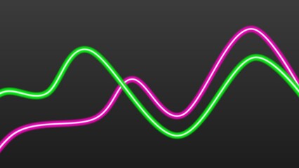 A futuristic digital artwork displaying neon sound waves in pink and green, creating an electrifying visual effect on a dark background. Ideal for music, technology, or energy-related themes