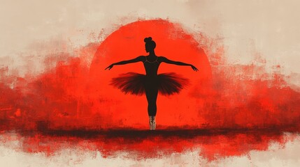 Ballerina sunset silhouette art graphic design