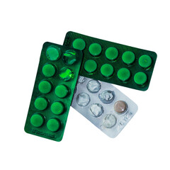 pills on a white background