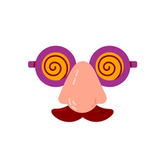 A pair of round joke glasses with swirly hypnotic eyes for disguises