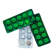 pills on a white background