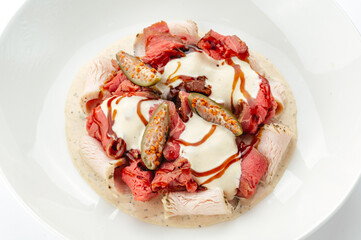 restaurant food on a white background
