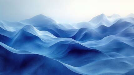 Obraz premium Blue abstract mountainscape, serene landscape, digital art, website background
