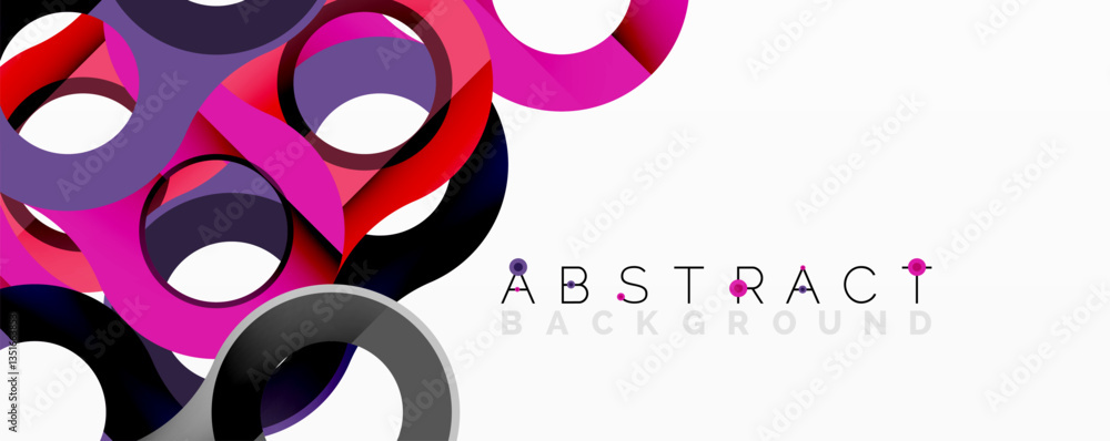 Poster abstract circle element composition with overlapping circular and tubular shapes featuring smooth gr