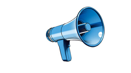 Photo of blue megaphone isolated on transparent background