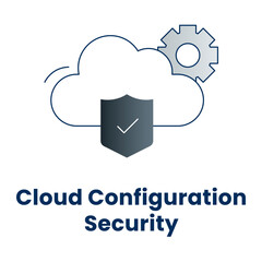 Cloud Configuration Security Icon. Secure Cloud Settings, Compliance Management, and Cloud Infrastructure Protection Symbol.