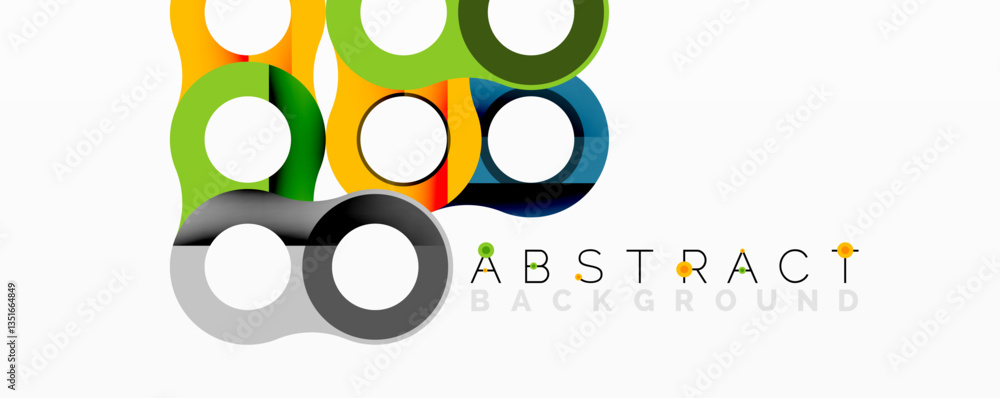 Poster Abstract circle element composition with overlapping circular and tubular shapes featuring smooth gradients, transparency effects, and dynamic layering