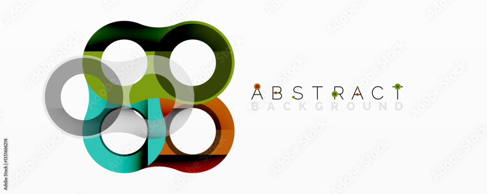 Poster abstract geometric pattern with interlocking circular and tubular shapes featuring smooth gradients,