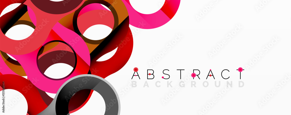 Poster abstract circle element composition with overlapping circular and tubular shapes featuring smooth gr