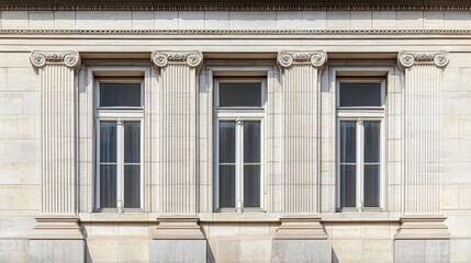 Fototapeta premium Elegant Classical Building Facade with Three Windows