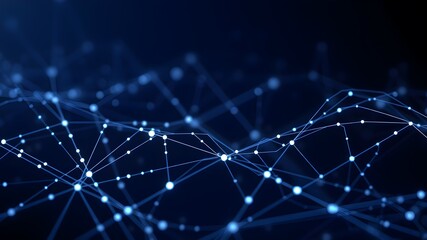 Obraz premium Data technology background. Abstract background. Connecting dots and lines on dark background. 3D rendering. 4k