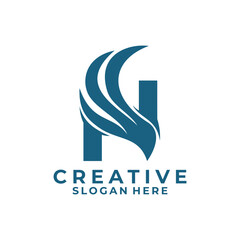 N wing logo design initial identity. Simple identity logo icon