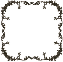 Black  ornament  frame on transparent background, cut out, 3D render
