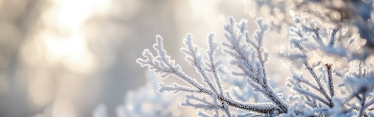 Frosty branches shine in sun