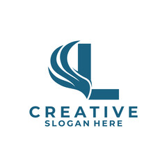 L wing simple logo design concept