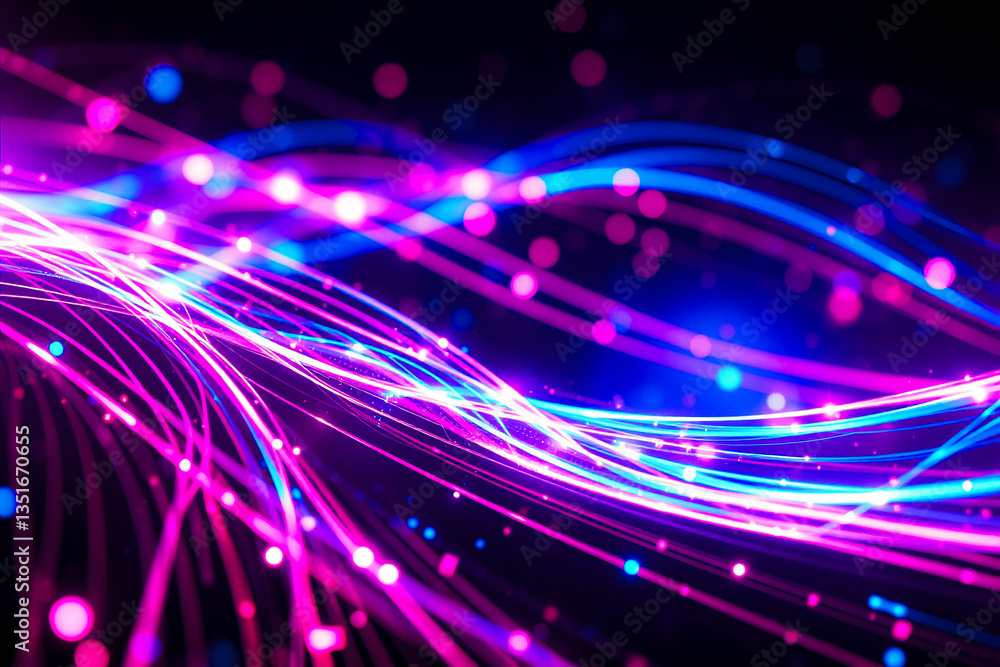 Fototapete abstract image of flowing light streams in vibrant blue and purple colors with a bokeh effect on a d