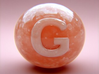 A translucent orange sphere with the white letter G