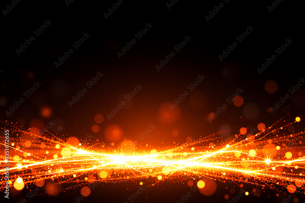 Aufkleber bright golden light streaks burst and spread from the bottom against a dark background, creating a r