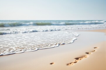 Obraz premium ビーチの波のクローズアップ、ボケ砂浜